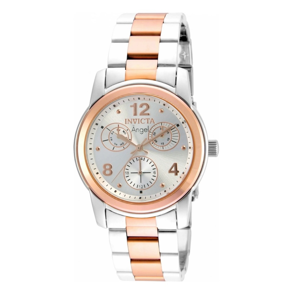 Women's 'Angel' Quartz Chronograph Stainless Steel Watch (Silver &Rose Gold)
